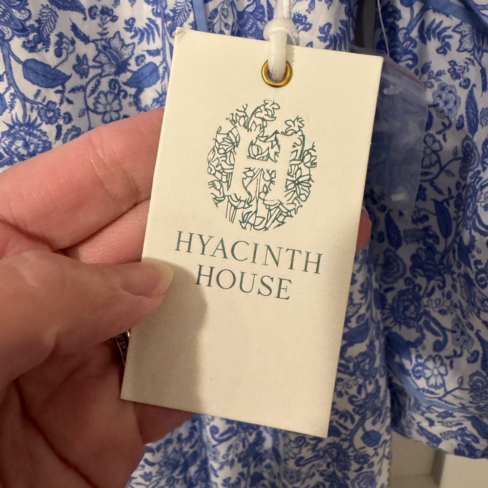Hyacinth House Blue White Floral Tiered Maxi Dress Mock Neck AY714D XL NWT - Picture 4 of 6
